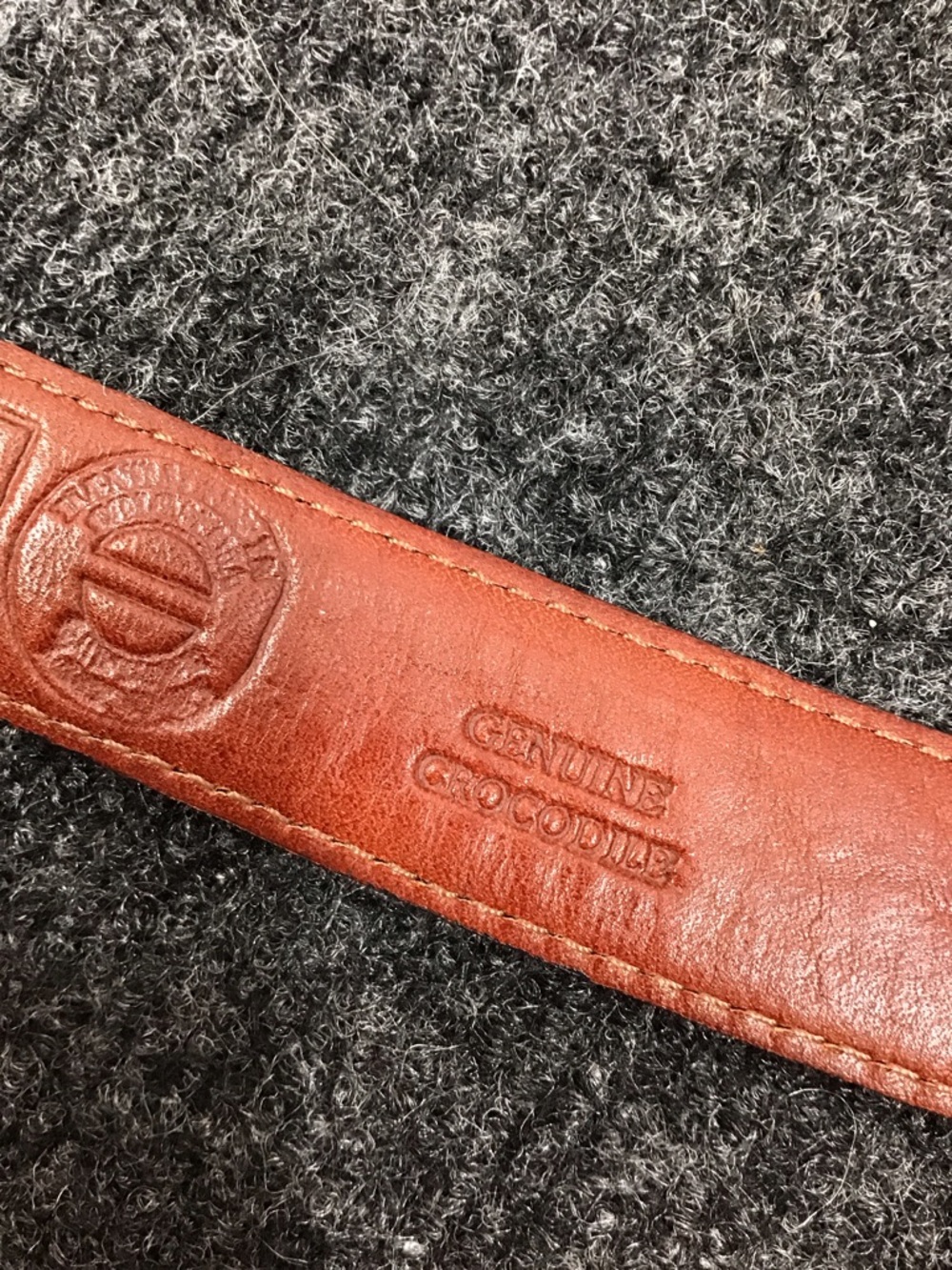 Vintage Encueros Dark Brown Crocodile Leather Belt with Tortoiseshell Buckle 30 - Picture 10 of 11